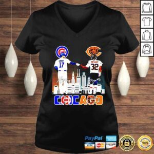 VLadies Kris Bryant 17 Chicago Cubs David Montgomery 32 Chicago Bears Signatures shirt