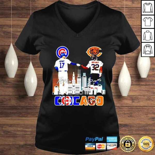 Kris Bryant 17 Chicago Cubs David Montgomery 32 Chicago Bears Signatures shirt - Image 2