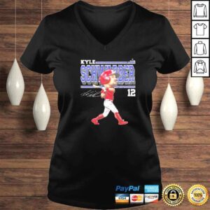 VLadies Kyle Schwarber Philadelphia Cartoon Baseball Signatures Shirt