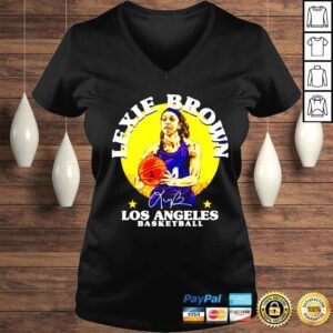 VLadies Lexie Brown Los Angeles Sparks Basketball Arch signature shirt