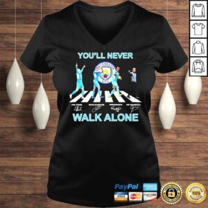 VLadies Manchester City Abbey Road youll never walk alone Phil Foden Kevin De Bruyne Fernandinho signatures shirt