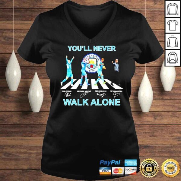 Manchester City Abbey Road youll never walk alone Phil Foden Kevin De Bruyne Fernandinho signatures shirt - Image 2