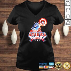 VLadies Marvel Captain America Independence day home of the brave stars shirt