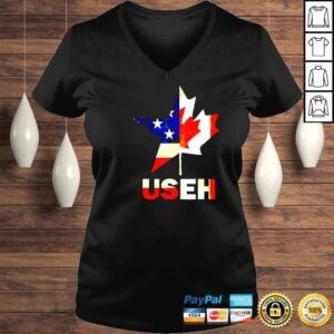 VLadies Mashup USEH America and Canada flag shirt