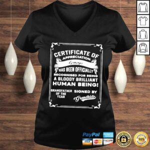 VLadies Mens Fathers Day Gift For Papa Certificate Gramps Of Year TShirt