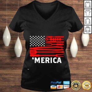 VLadies Merica BBQ Flag shirt