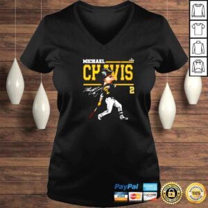 VLadies Michael Chavis Pittsburgh Cartoon Baseball Signatures Shirt