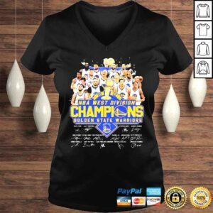 VLadies NBA Western Division Champions 2022 Golden State Warriors Basketball Team Signatures TShirt