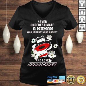 VLadies Never underestimate a Woman who understands Hockey and loves Carolina Hurricanes Shirt