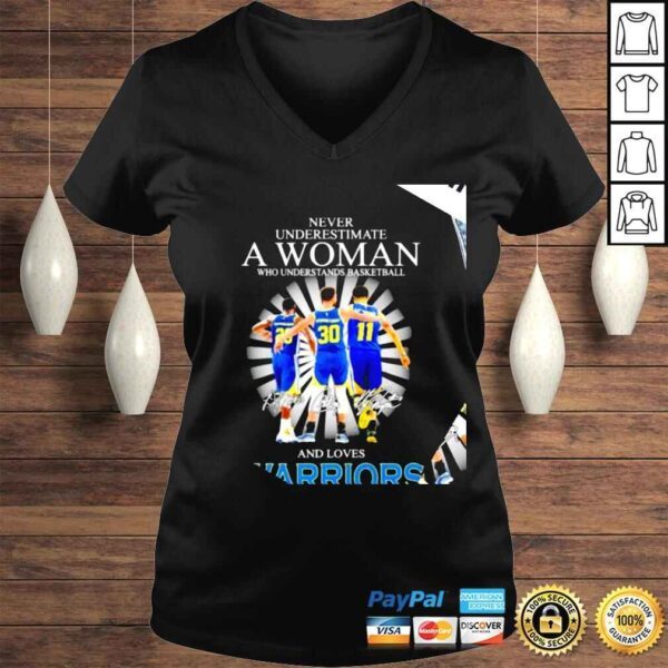 Never underestimate a woman who understands basketball and loves Golden State Warriors 2022 signatures shirt - Image 2