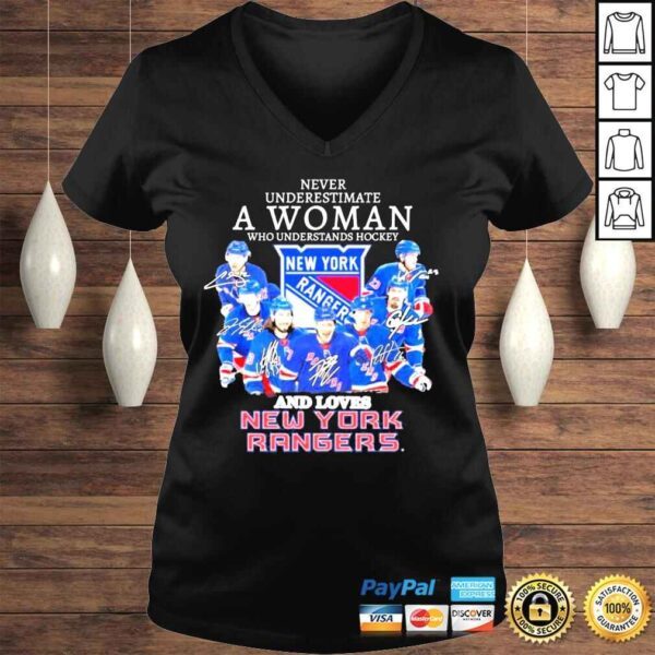 Never underestimate a woman who understands hockey and lobes new york rangers shirt - Image 2