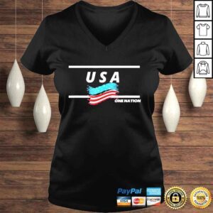 VLadies One Nation USA Flag 4th July Shirt