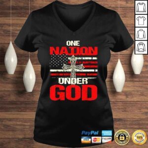 VLadies One Nation Under God Christian US Flag 4th Of July Faith Shirt