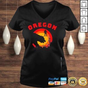 VLadies Oregon bear bigfoot sunset vacation shirt