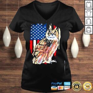 VLadies Owl America flag shirt