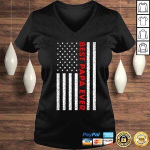 VLadies Papa Ever USA American Flag Fathers Day Shirt