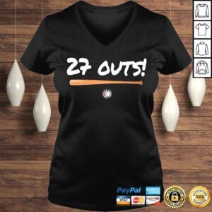 VLadies Pinstripe Strong 27 Outs Shirt