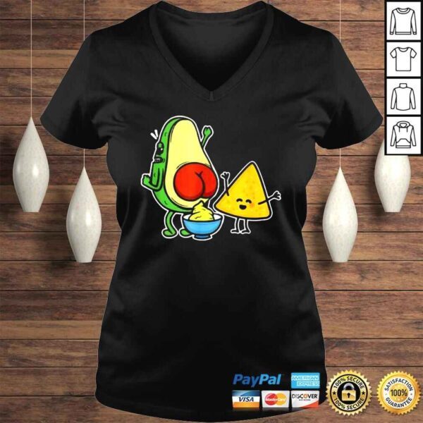 Pooping Avocado & Tortilla Chip Guacamole Poop Turd Vegan Shirt - Image 2