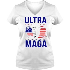 VLadies President Donald Trump Ultra Maga American Flag Shirt