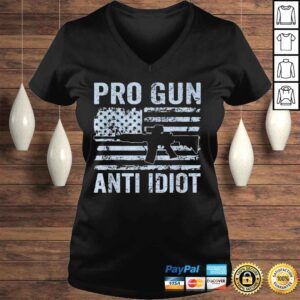 VLadies Pro gun antI idiot second amendment ar15 rifle usa flag shirt