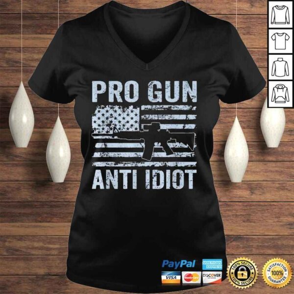 Pro gun antI idiot second amendment ar15 rifle usa flag shirt - Image 2