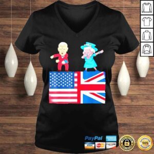 VLadies Queen II Dabbing Elizabeth British Flag Joe Biden Flossing Shirt