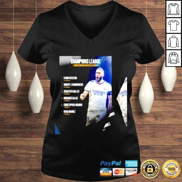 Real Madrid Champions League 2021 2022 Top Scorers Karim Benzema Top 1 15 goals poster shirt - Image 2