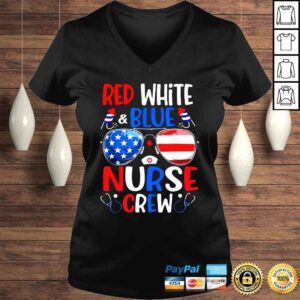 VLadies Red White Blue Nurse Crew Sunglasses 4th Of July Shirt