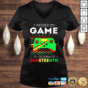 VLadies Retro Gaming Gamer I Paused My Game To Celebrate Juneteenth Shirt