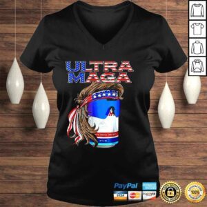 VLadies Retro ultra mega pro Trump beer drinkin 4th of july us flag shirt