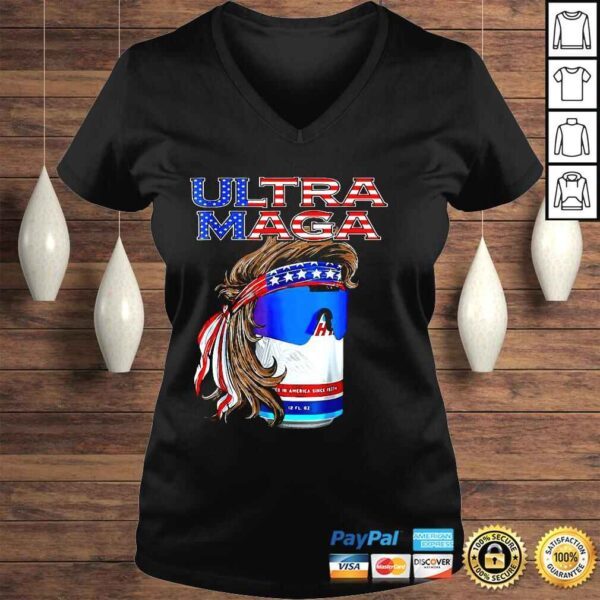 Retro ultra mega pro Trump beer drinkin 4th of july us flag shirt - Image 2