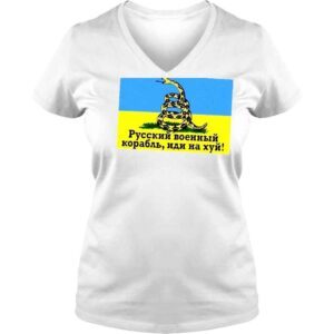 VLadies Russian Warship Go Fuck Yourself Snake Ukrainian Flag Shirt