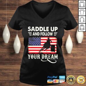 VLadies Saddle Up And Follow Us Flag Your Dream Shirt