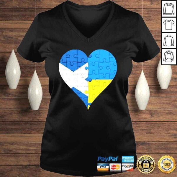 Scottish Ukrainian Flag United Heart Jigsaw Puzzle Scotland Ukrain Shirt - Image 2