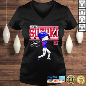 VLadies Seiya Suzuki Chicago Cubs Cartoon Signature shirt