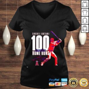 VLadies Shohei Ohtani Los Angeles Angels 100th Career Home Run signature shirt