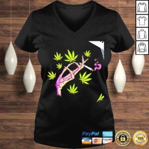 VLadies Skeleton hand smoking weed shirt