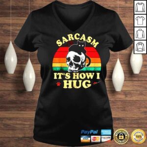 VLadies Skull And Black Cat Sarcasm Its How I Hug Vintage Shirt