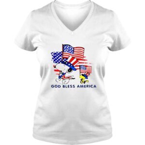 VLadies Snoopy and Woodstock god bless america land that I love shirt