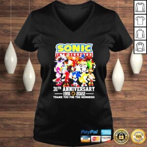 VLadies Sonic The Hedgehog 31th anniversary 19912002 thank you for the memories shirt