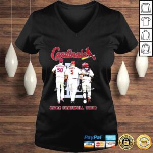 VLadies St Louis Cardinals Adam Wainwright Albert Pujols and Yadier Molina 2022 farewell tour signatures tshirt