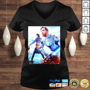 VLadies Star wars obI wan kenobI fan art hold lightsaber shirt