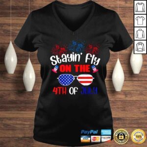 VLadies Stayin Fly On The 4th Of July America Sunglasses Shirt