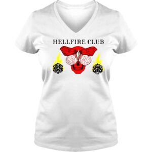 VLadies Stranger Things Hellfire Club Red Skull Butterfly shirt