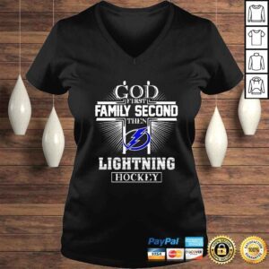 VLadies Tampa Bay Lightning God First Family Second Then Lightning Hockey shirt