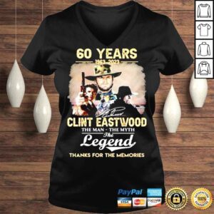 VLadies The Clint Eastwood 60 Years 1963 2023 The Man The Myth The Legend Signatures Thanks For The Memories Shirt