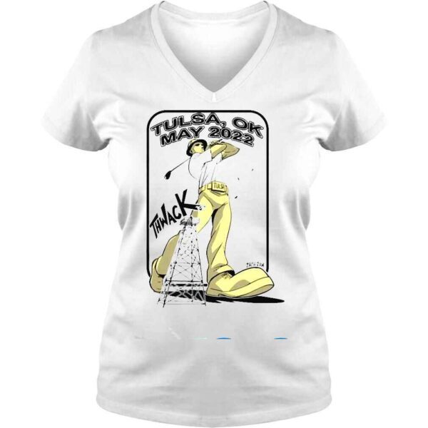 The Pga Tulsa Ok May 2022 Thwack Golden Driller Golfing Shirt - Image 2