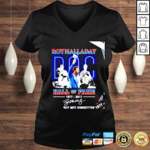 VLadies Toronto Blue Jays Roy Halladay hall of Fame 1977 2017 signature gone but not forgotten nice shirt