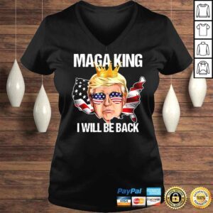 VLadies Trump 2024 4th Of July Maga King I Will Be Back American Flag Shirt