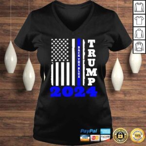 VLadies Trump 2024 Back The Blue American Flag 4th Of July Shirt